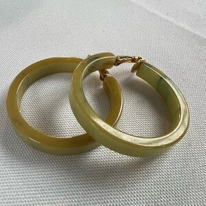 Vintage Green Marbled Bakelite Earrings